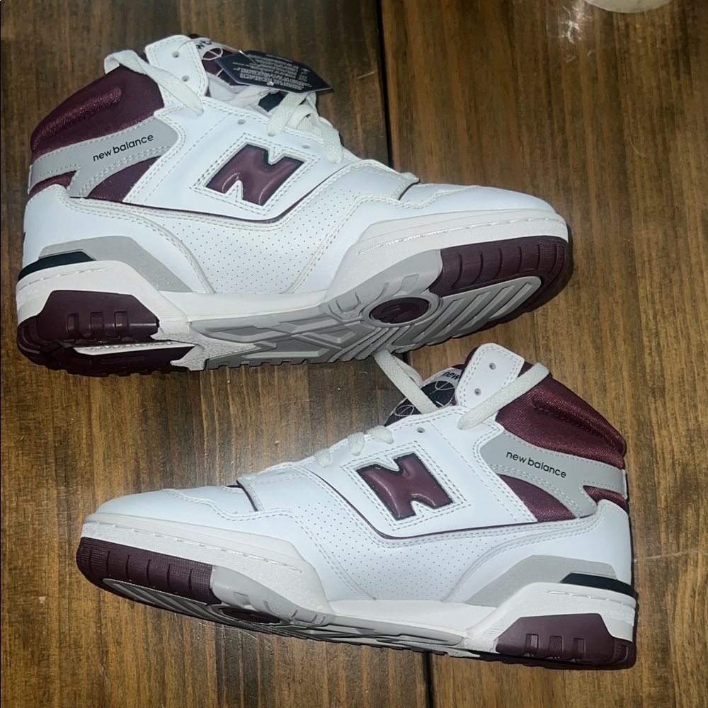 New Balance White and Maroon High-Tops